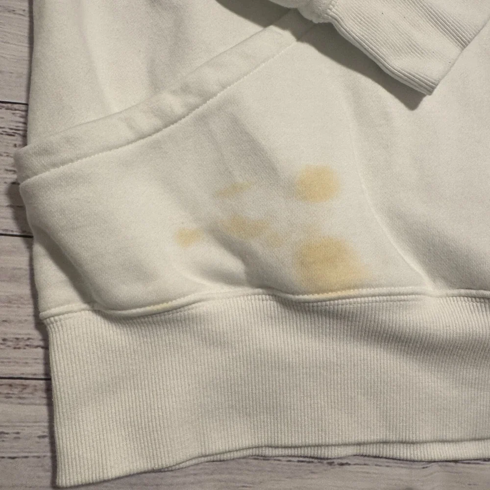 (STAINS)‎ Nike Fleece Pullover Hoodie Sweater White Men's Size Medium